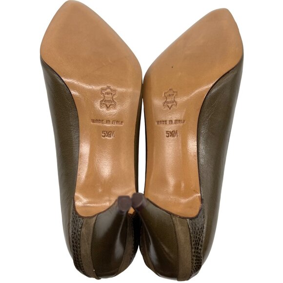 Garolini Vintage Olive Leather Heels 5.5 - Picture 8 of 10